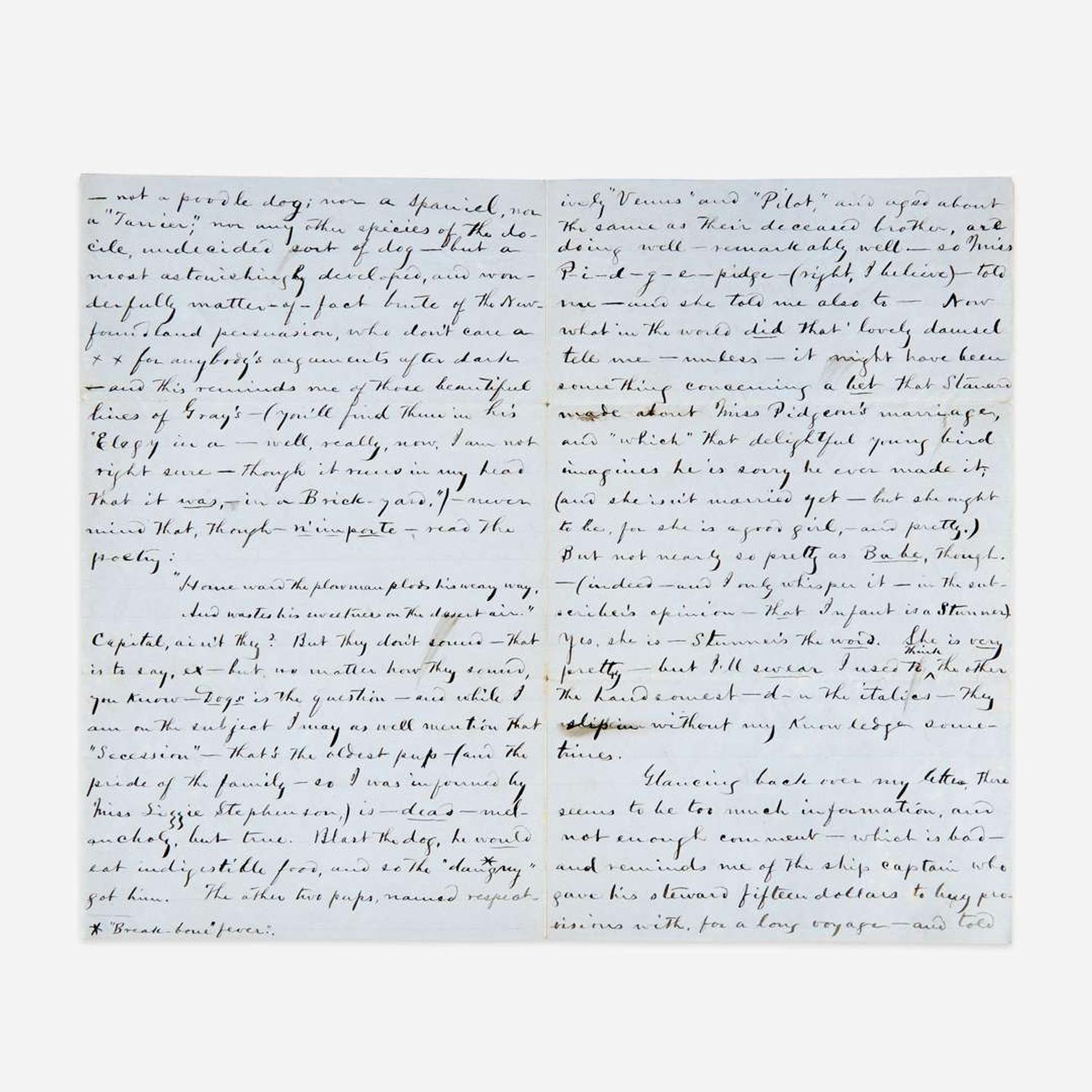 [Literature] Twain, Mark (Samuel Clemens) Autograph Letter, signed