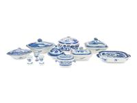A Group of Canton Blue and White Porcelain Serving Articles