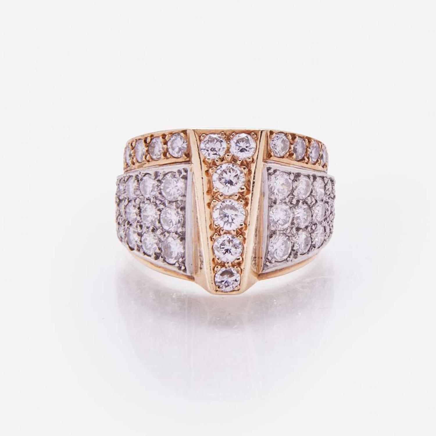 A 14K Yellow Gold and Diamond Ring