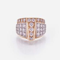 A 14K Yellow Gold and Diamond Ring