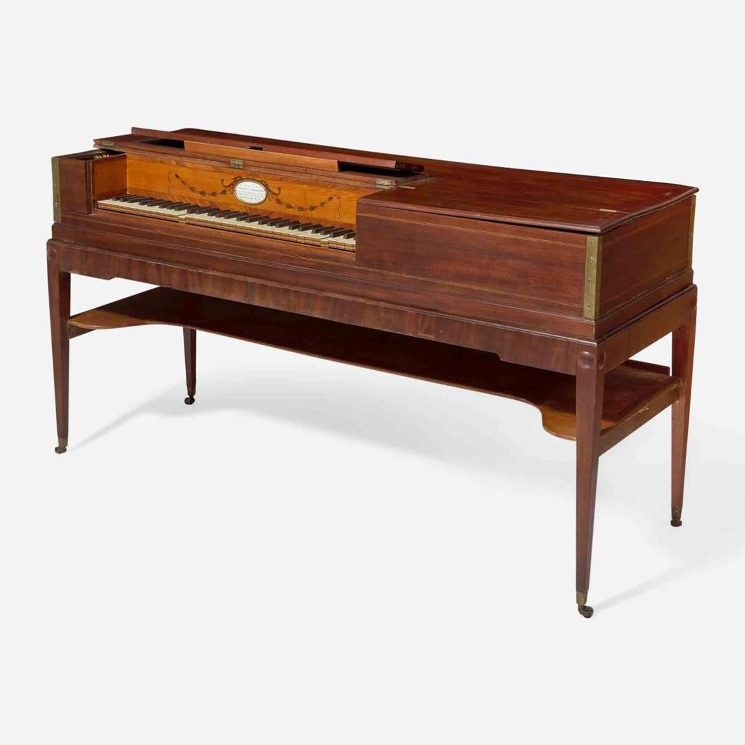 A George III inlaid mahogany pianoforte Longman & Broderip Musical Instrument Makers (active 1776-1798), London, circa 1790
