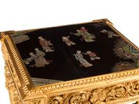 A Pair of Louis XVI Style Carved Giltwood and Chinese Lacquer-Inset Tables