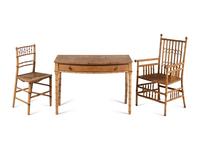 An R.J. Horner Faux-Bamboo Desk and Armchair