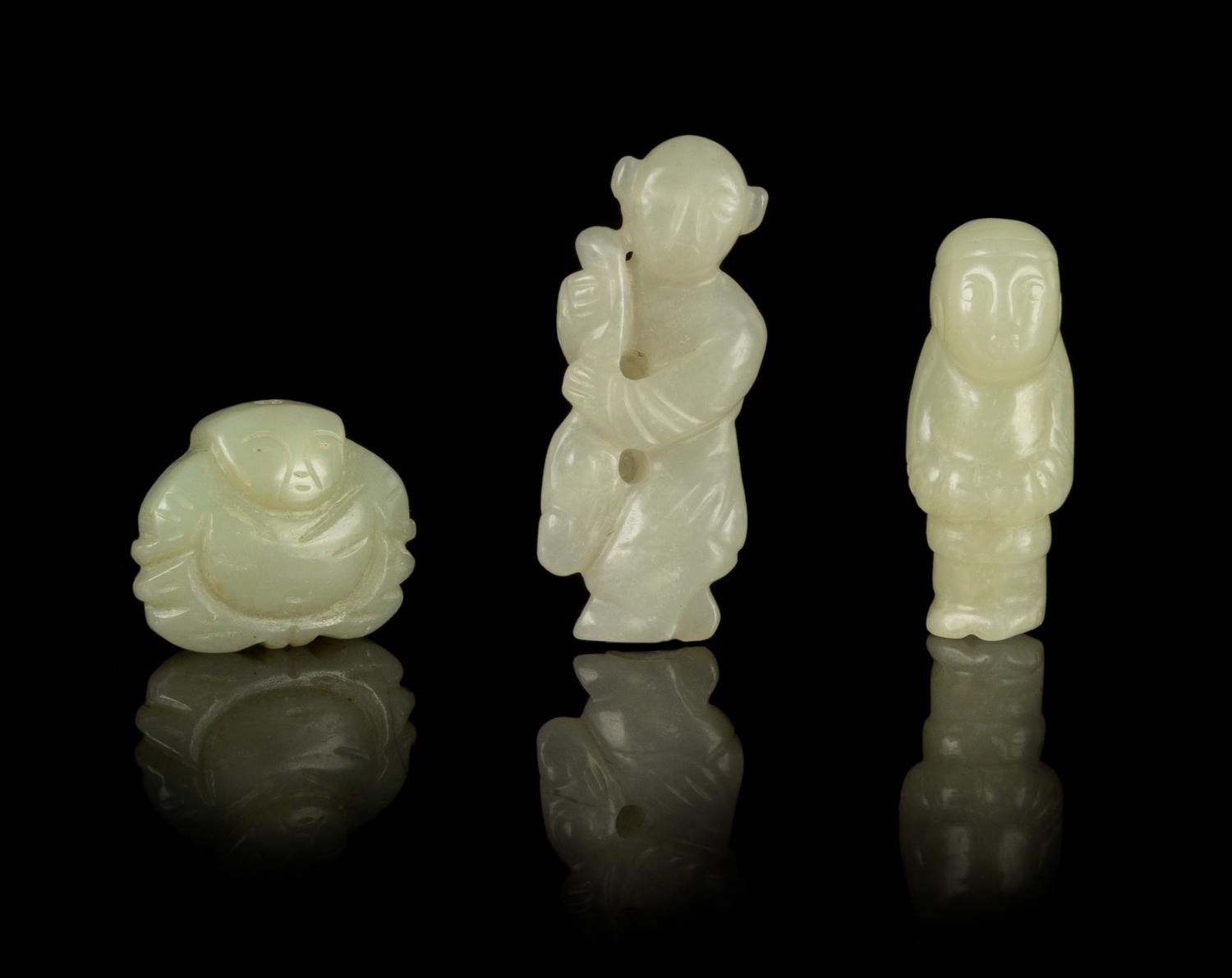 Three Carved Jade Figures