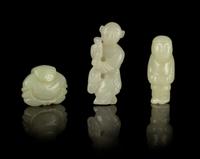 Three Carved Jade Figures