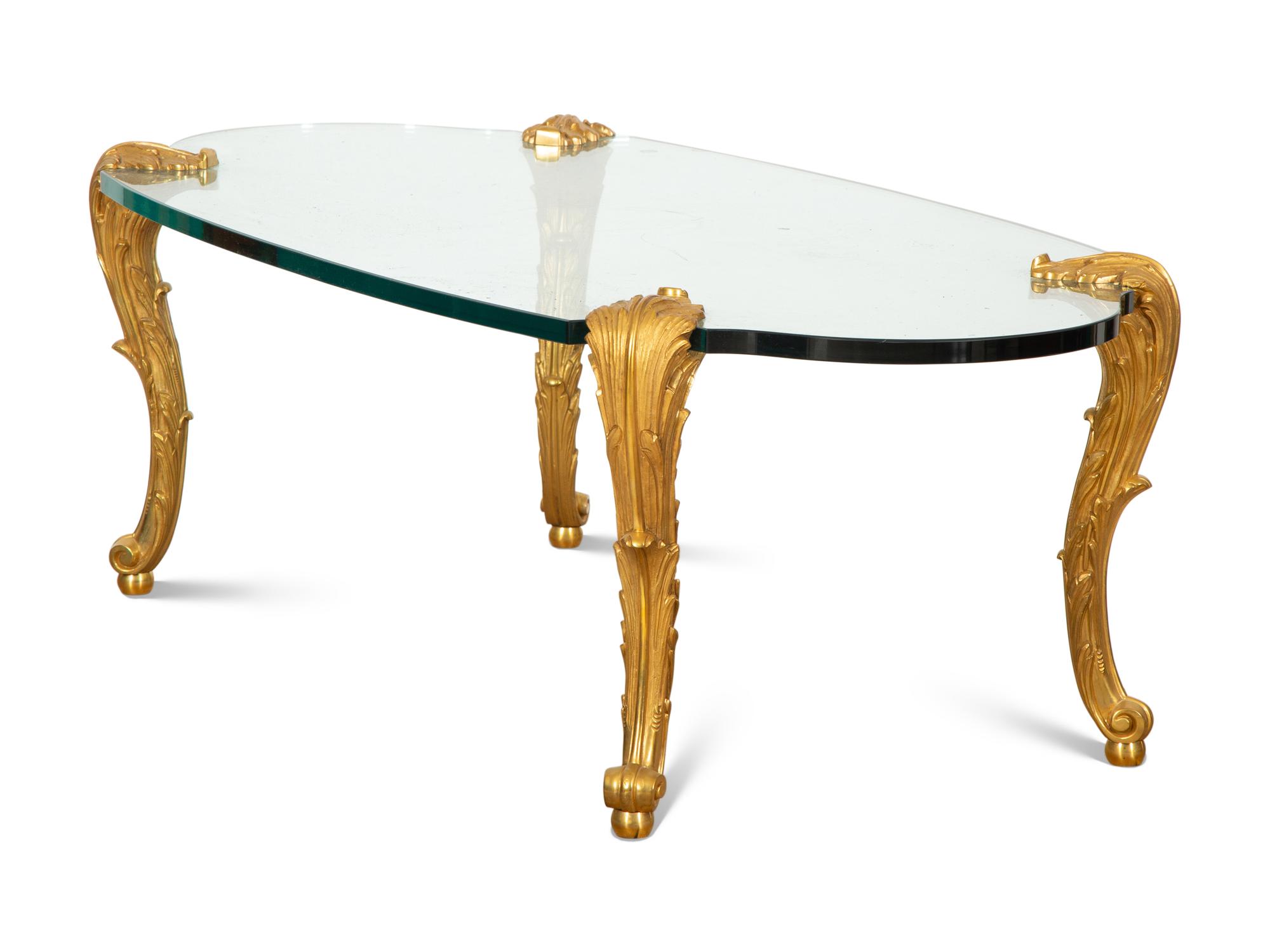 A P.E. Guerin Gilt Bronze and Glass Low Table