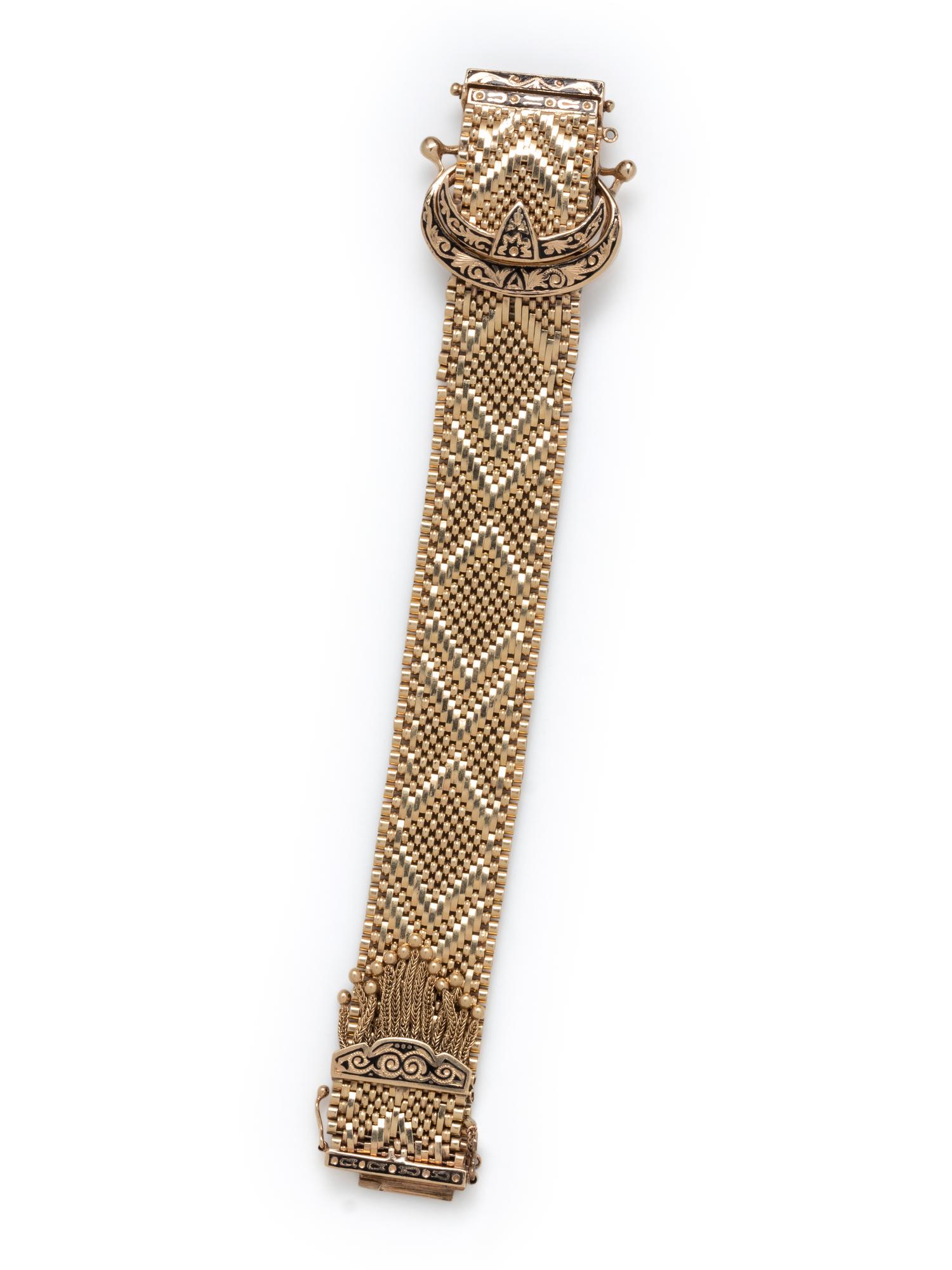 YELLOW GOLD AND ENAMEL BELT MOTIF SURPRISE WRISTWATCH
