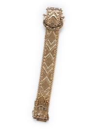 YELLOW GOLD AND ENAMEL BELT MOTIF SURPRISE WRISTWATCH
