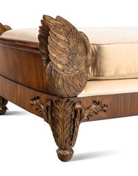 A Maitland-Smith Empire Style Walnut and Parcel Gilt Daybed