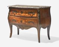 A Louis XV Style Marquetry Commode with Breccia Marble Top