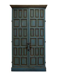 A French Blue Painted Bookcase Cabinet