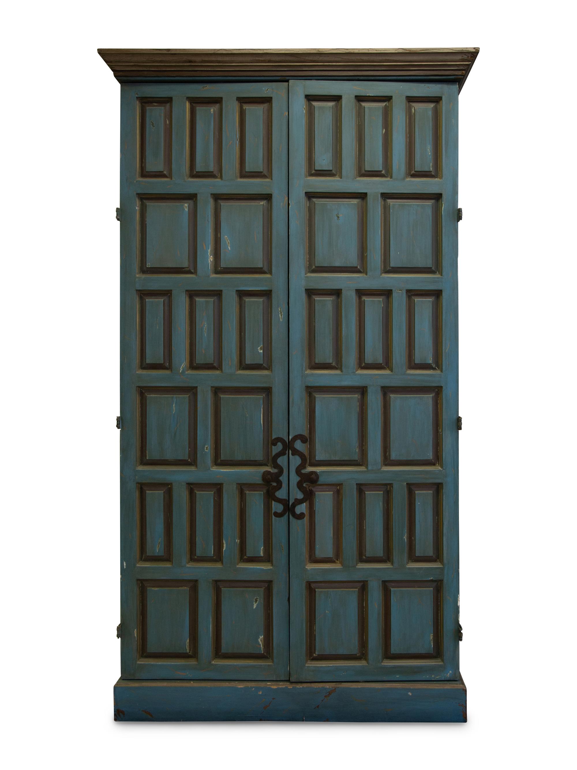 A French Blue Painted Bookcase Cabinet