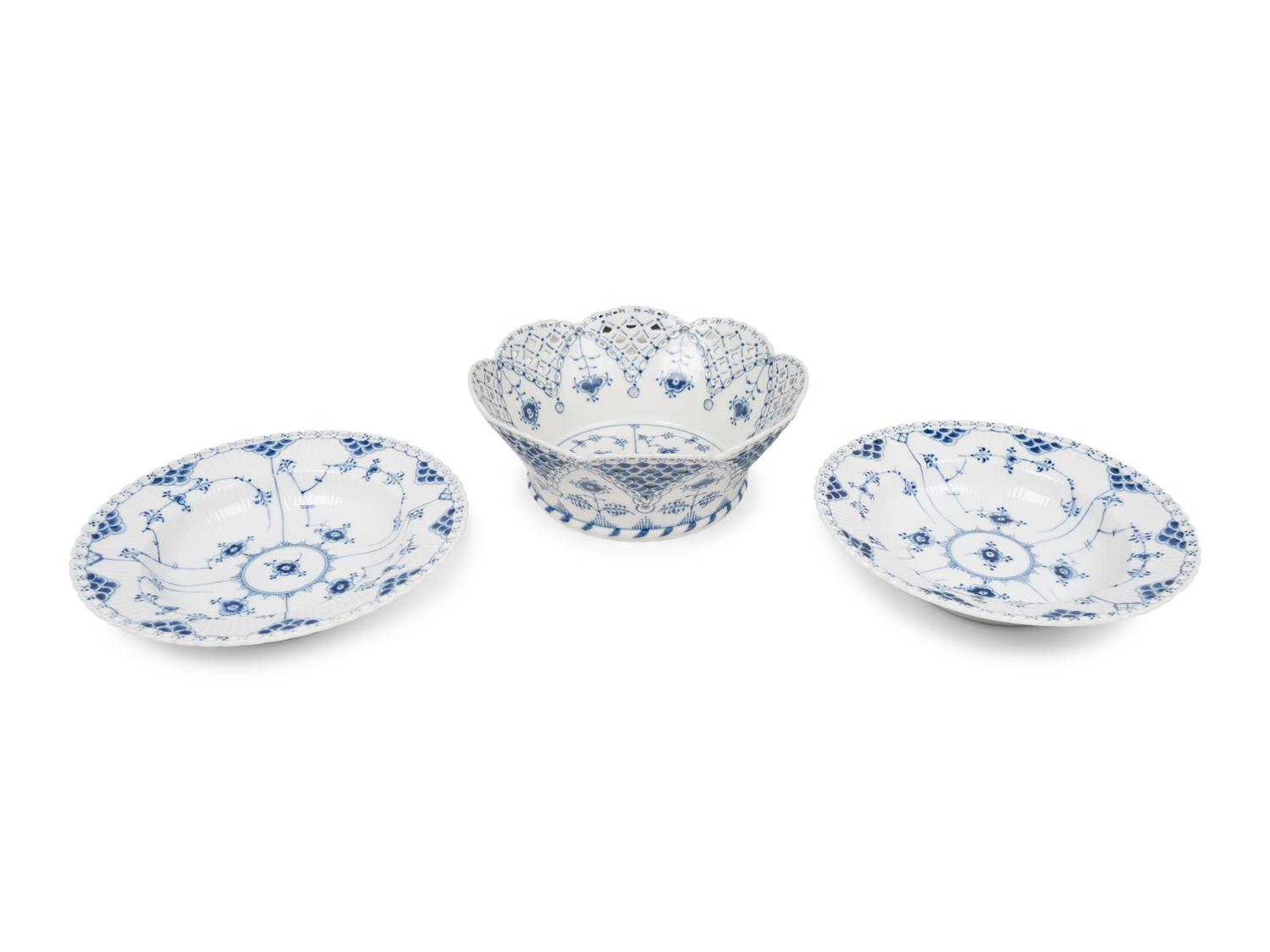 A Royal Copenhagen Blue Fluted Full Lace Porcelain Dinner Service