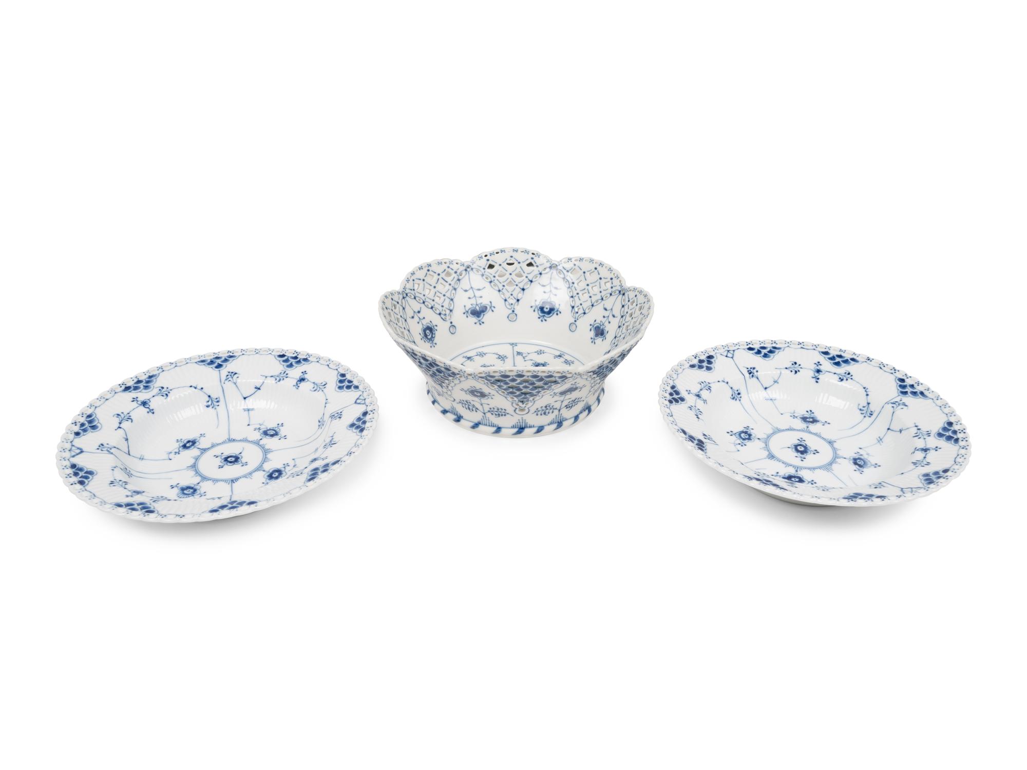 A Royal Copenhagen Blue Fluted Full Lace Porcelain Dinner Service