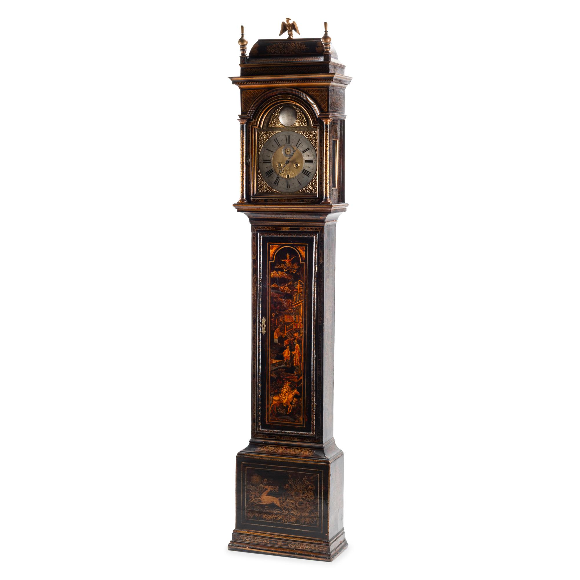 An English Japanned Tall Case Clock