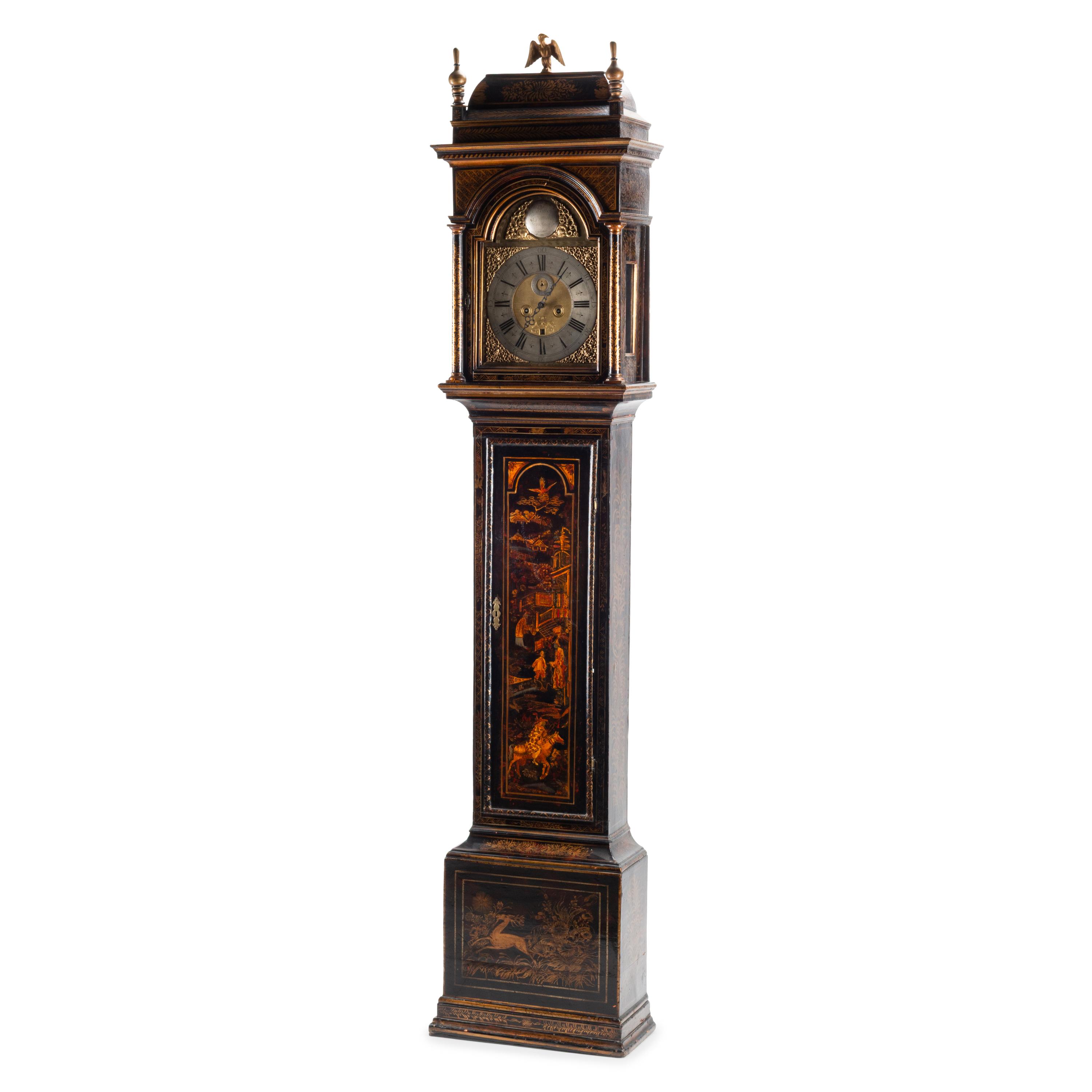 An English Japanned Tall Case Clock