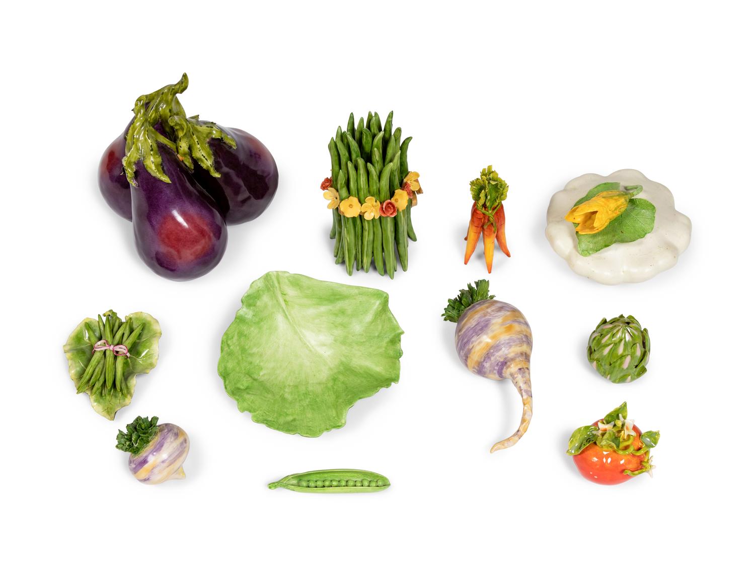 A Collection of Eleven Ceramic Vegetables
