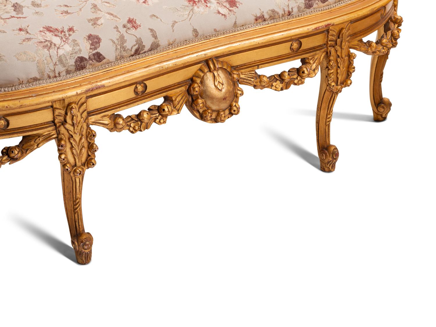 A Pair of Louis XV Style Giltwood Settees