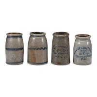 Four Cobalt Decorated Stoneware Jars