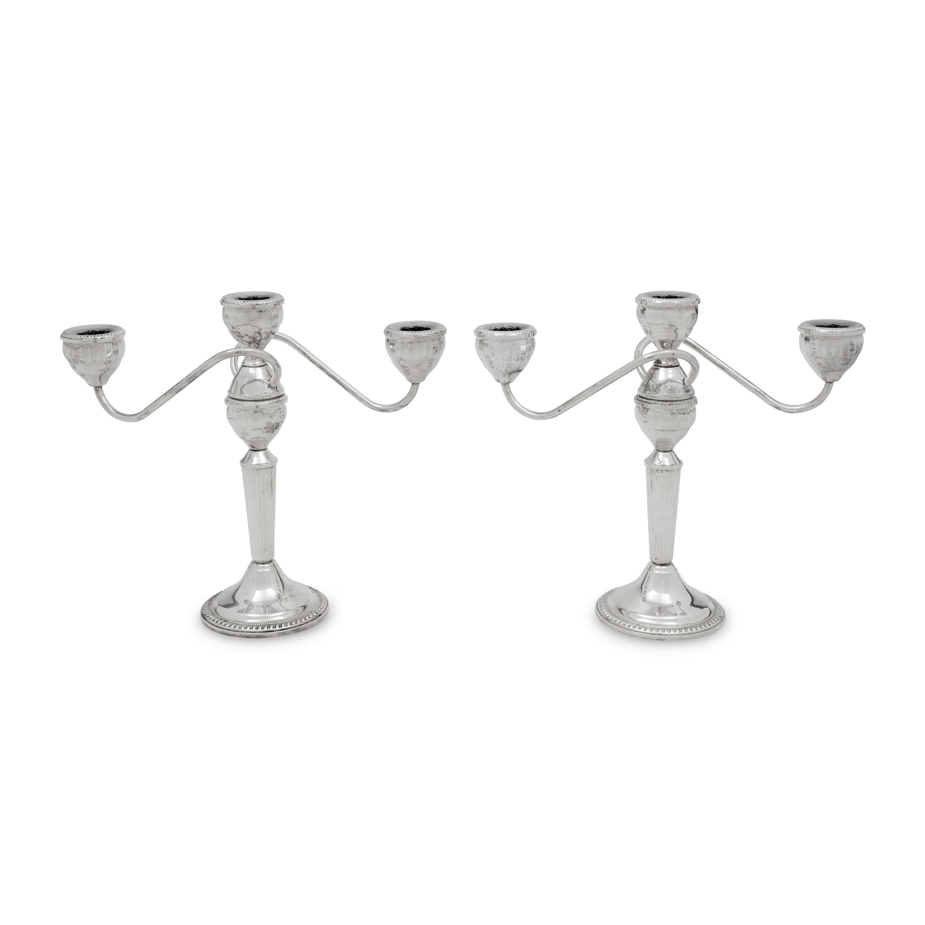 A Pair of American Silver Three-Light Candelabra
