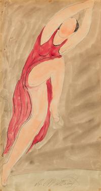 Abraham Walkowitz, (American, 1878 - 1965), Isadora Duncan Dancers (a group of five works)
