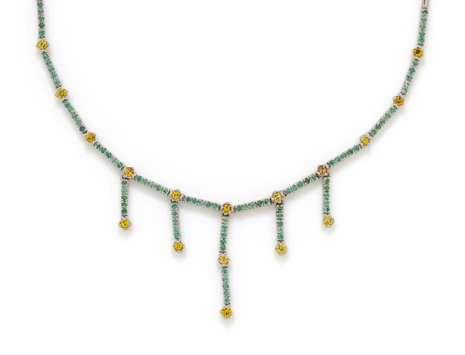 EMERALD AND YELLOW SAPPHIRE NECKLACE