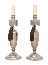 A Pair of Silver-Plate Table Lamps