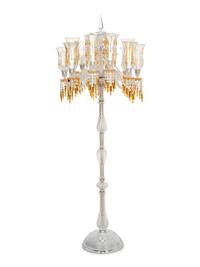 A Pair of Baccarat Zénith Clear and Amber Cut Glass Twelve-Light Torchères