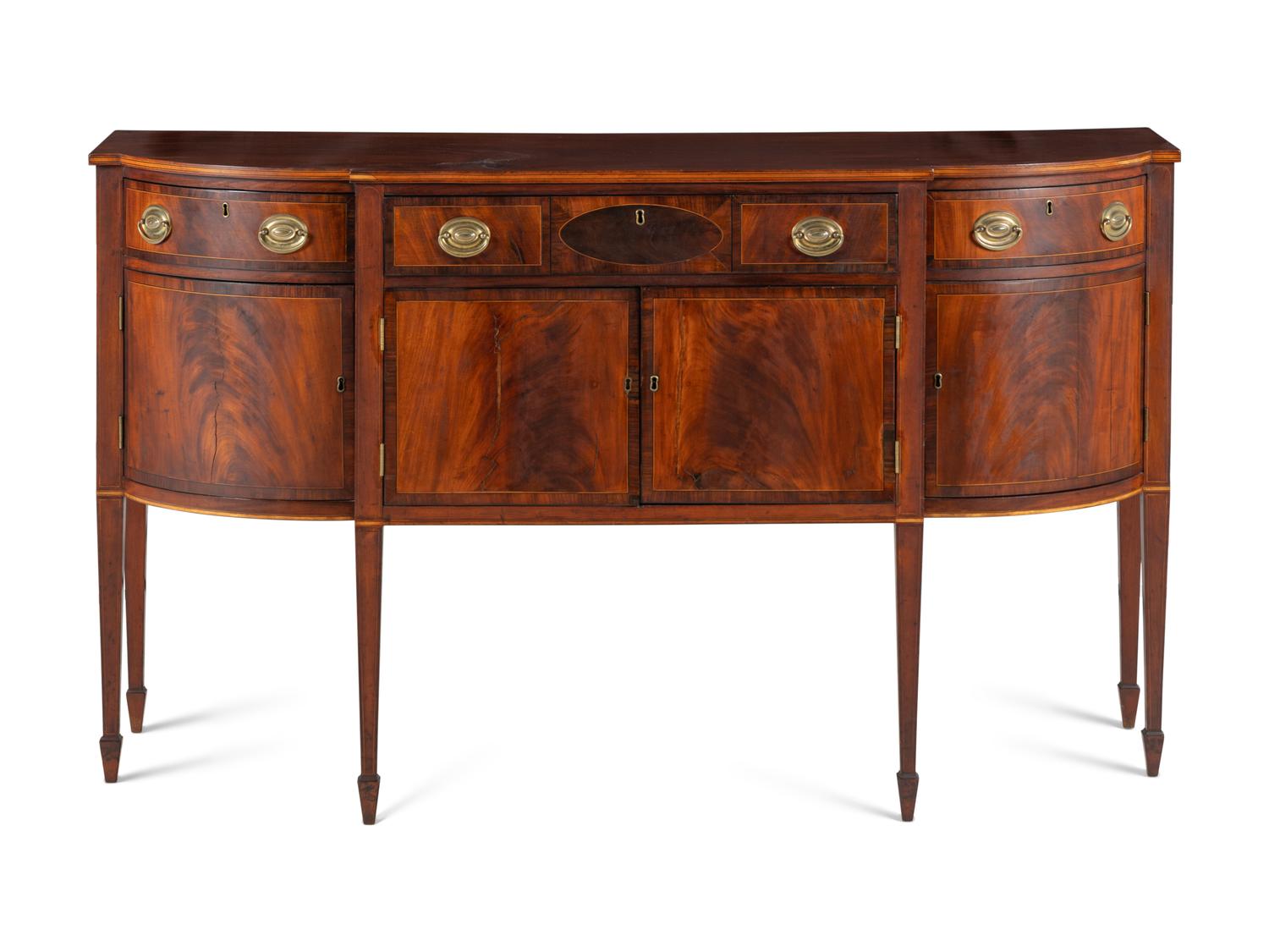 A Federal Inlaid and Figured Mahogany Sideboard