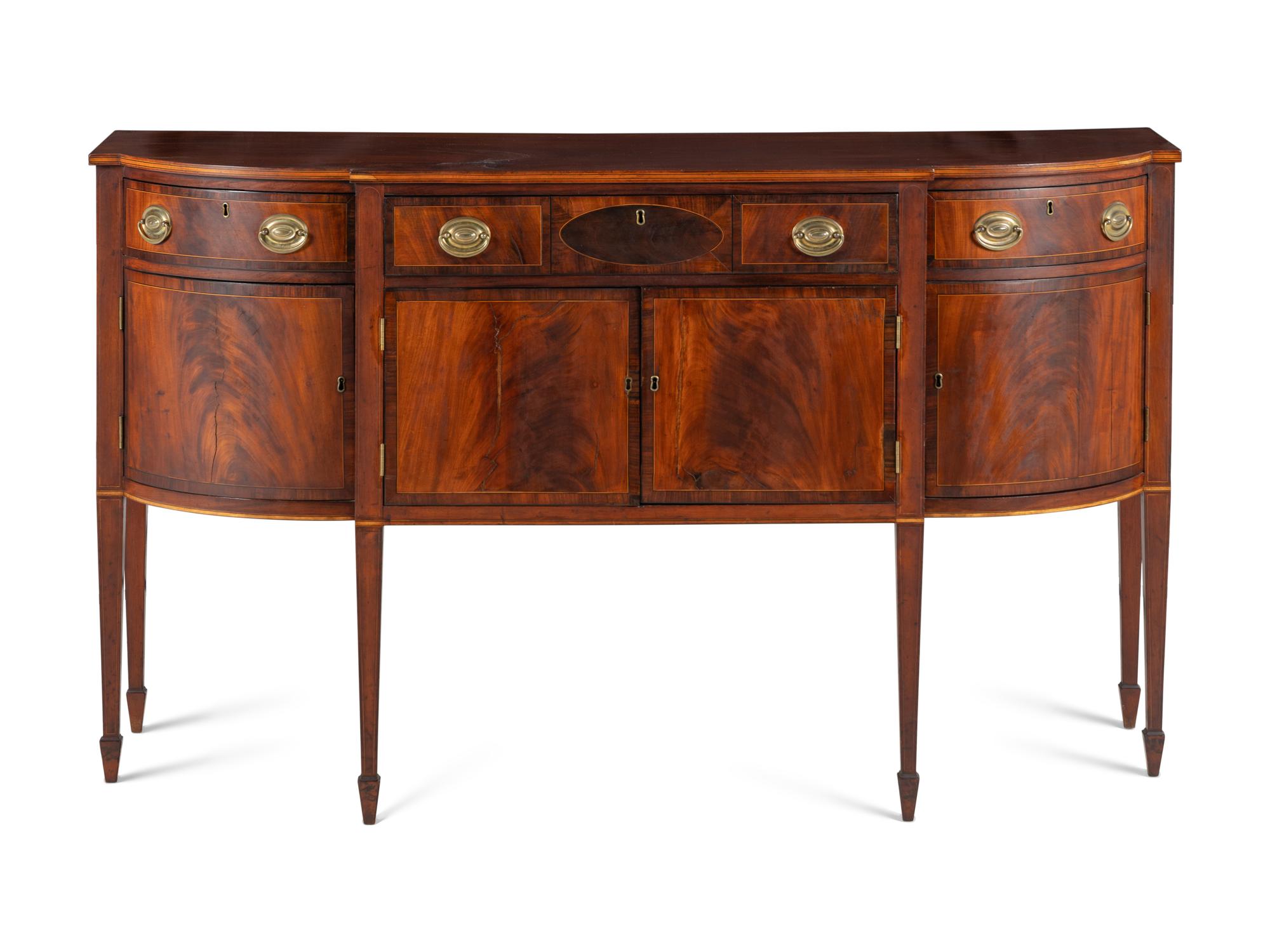 A Federal Inlaid and Figured Mahogany Sideboard