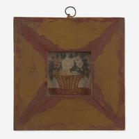 American School 19th century Miniature Theorem: Basket of Flowers