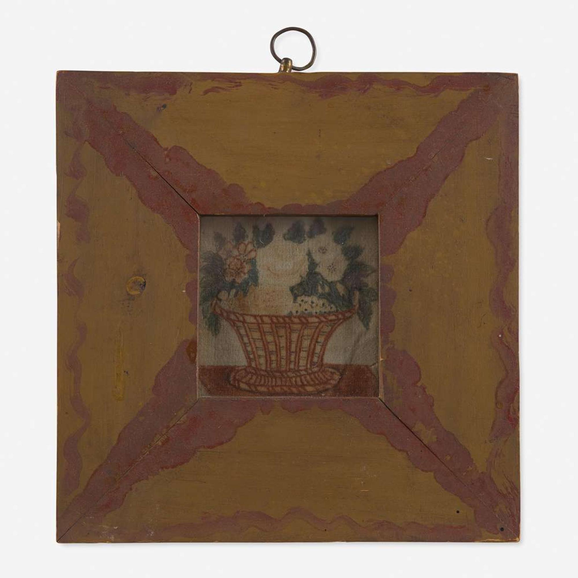 American School 19th century Miniature Theorem: Basket of Flowers