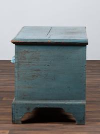 A Country Blue Painted Poplar Blanket Chest