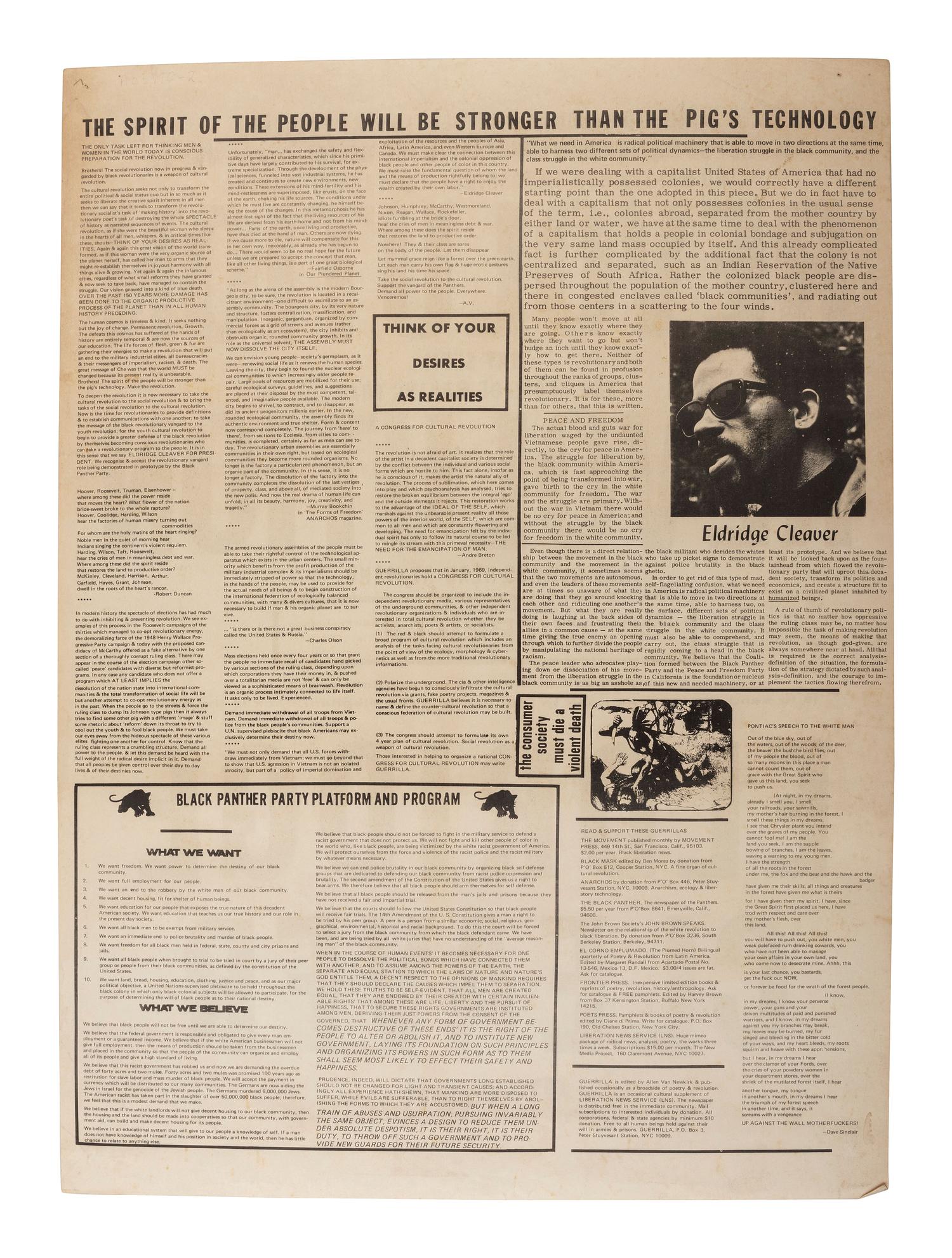 [BLACK PANTHERS]. A Rule of Thumb of Revolutionary Politics... Guerilla. Vol. 3, No. 3. 1968.