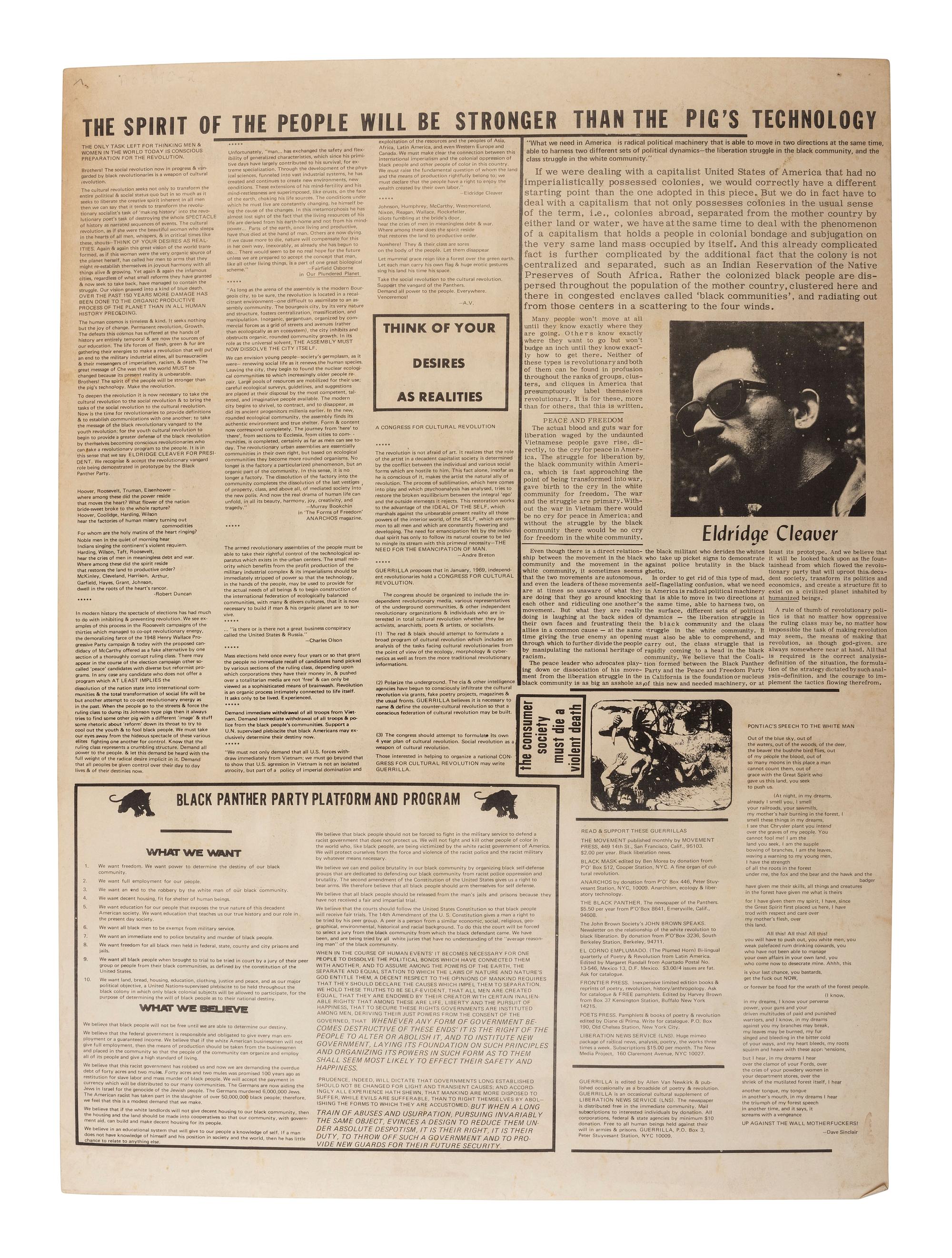 [BLACK PANTHERS]. A Rule of Thumb of Revolutionary Politics... Guerilla. Vol. 3, No. 3. 1968.