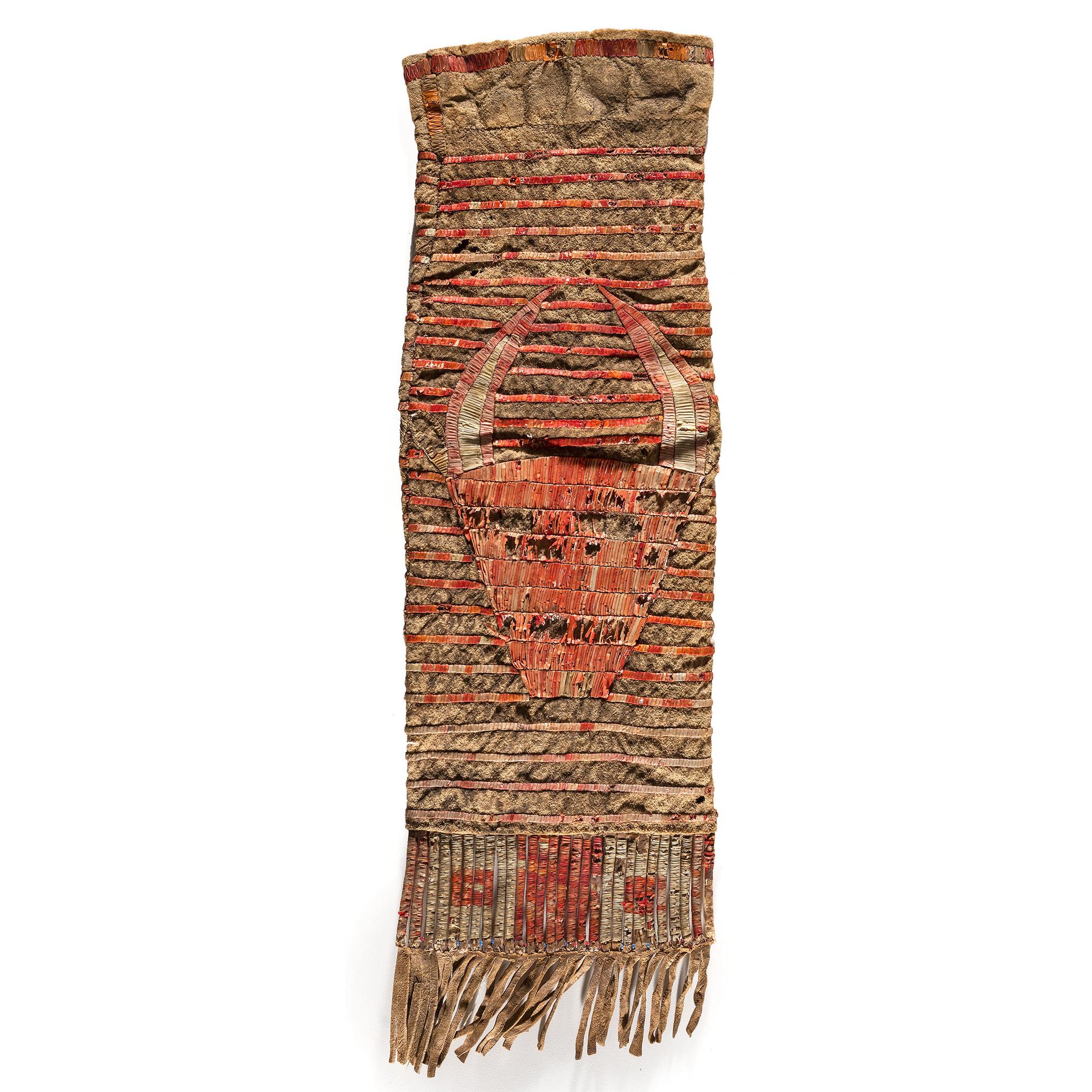 Sioux Quilled Buffalo Hide Tobacco Bag, Pictorial