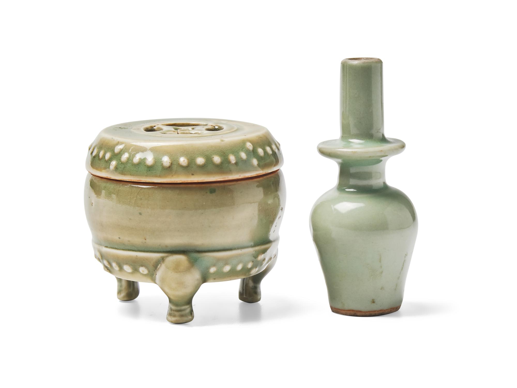 Two Chinese Celadon Glazed Articles