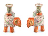 A Pair of Chinese Export Porcelain Elephant Vases