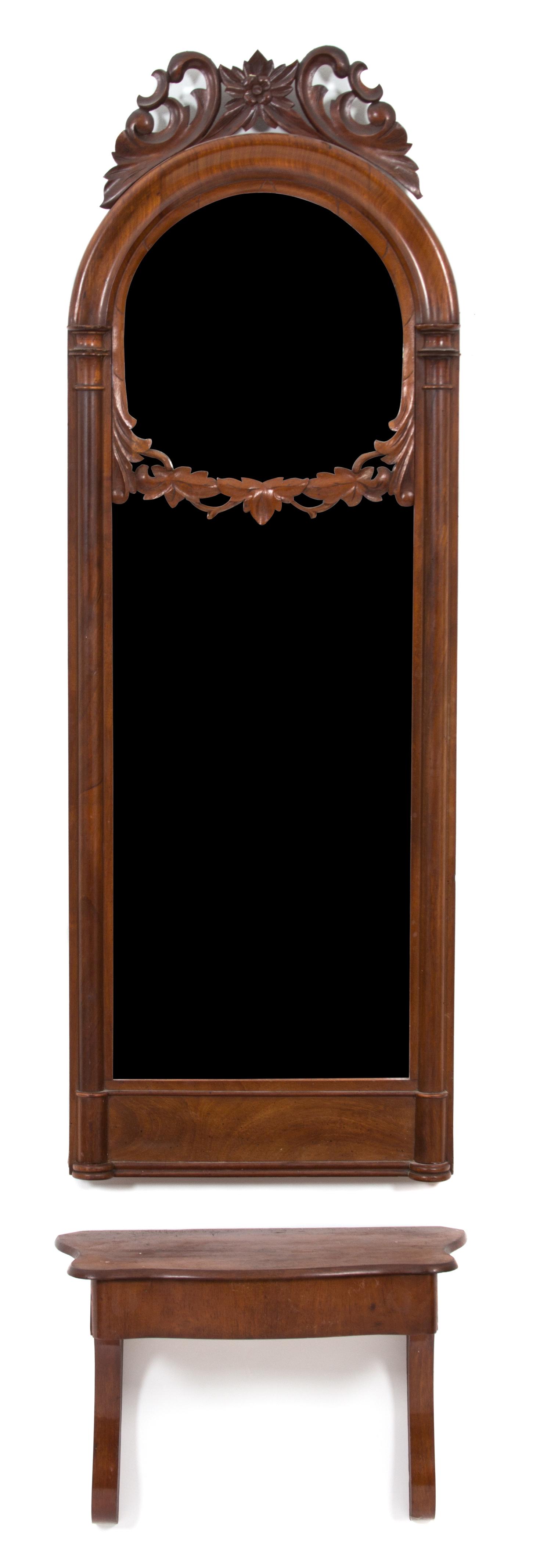 An American Victorian Style Mahogany Pier Mirror Height overall 69 x width 19 inches. — 20TH CENTURY