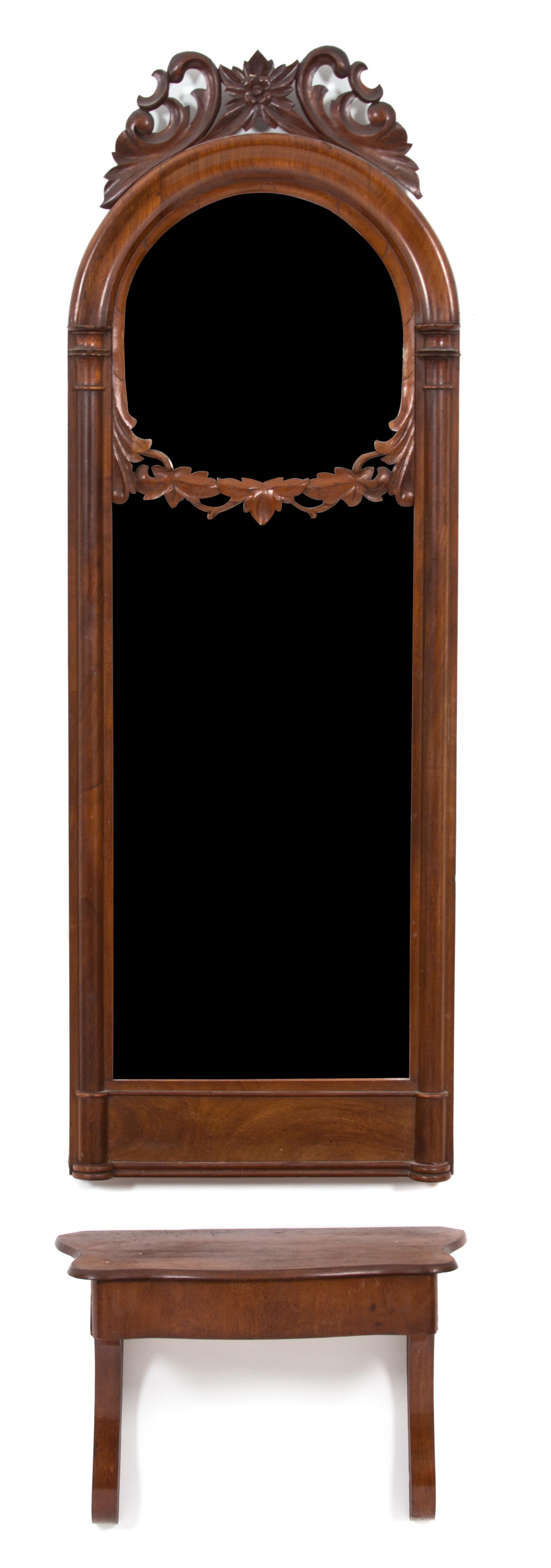 An American Victorian Style Mahogany Pier Mirror Height overall 69 x width 19 inches. — 20TH CENTURY