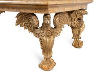 A Continental Giltwood and Inlaid Marble-Top Low Table