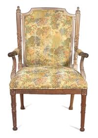 A Directoire Style Carved Wood Fauteuil Height 40 inches. — 19TH CENTURY