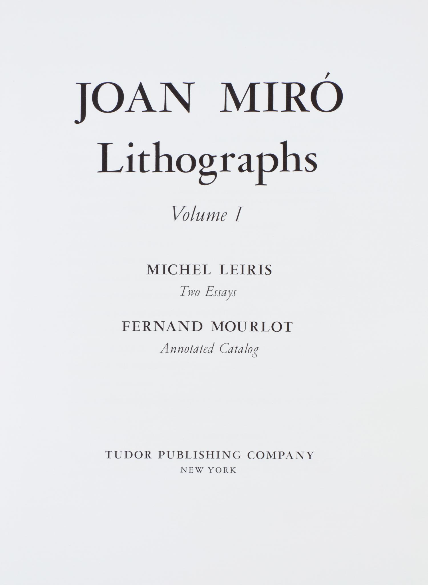(MIRO, JOAN) Lithographs I-VI. NY and Paris, 1972-92. 6 vols. With Miro Engravings. NY, 1928-75.