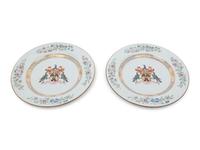 A Pair of Chinese Export Porcelain Armorial Chargers Bearing the Arms of Rose