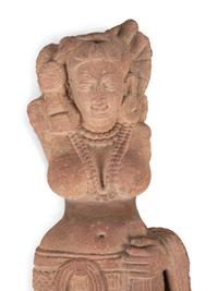 An Indian Carved Sandstone Figure of a Goddess