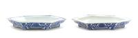 A Pair of Blue and White Porcelain Dishes Length of each 6 3/4 inches.