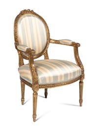 A Louis XVI Style Giltwood Three-Piece Seating Suite