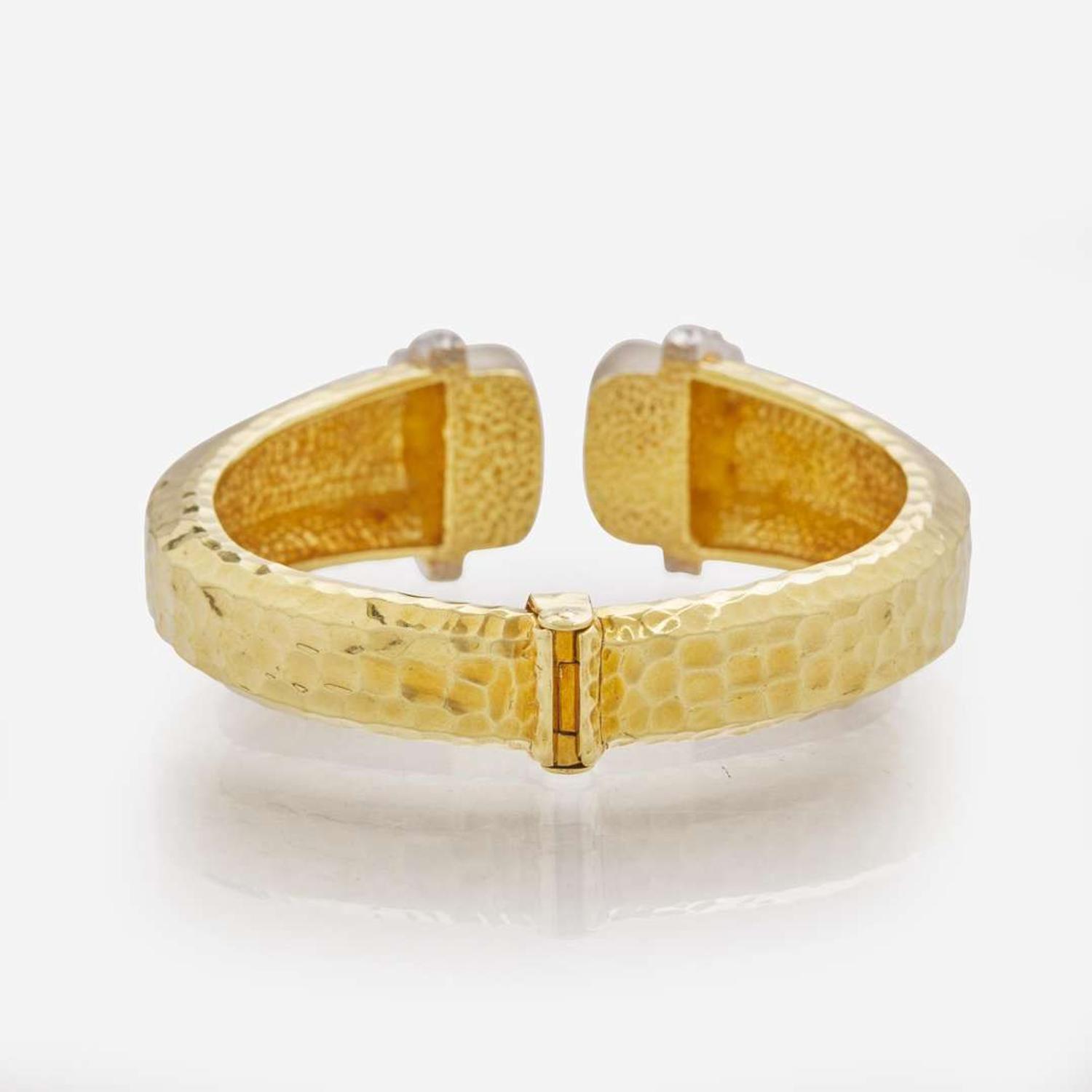An 18K Yellow Gold, Diamond, and Rock Crystal Bracelet
