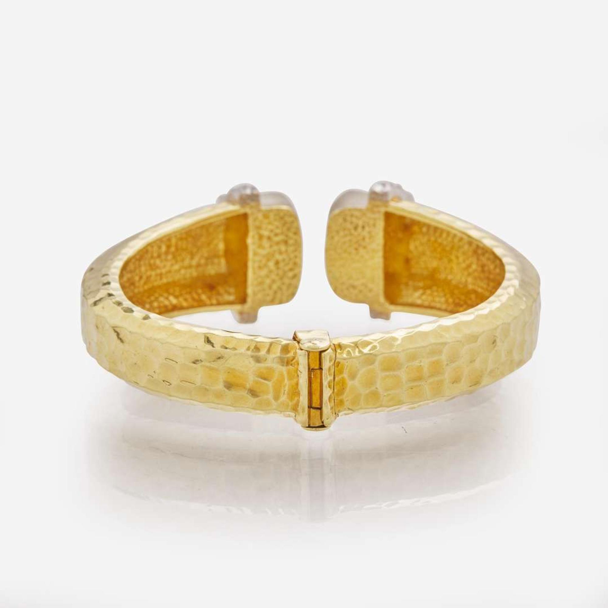 An 18K Yellow Gold, Diamond, and Rock Crystal Bracelet