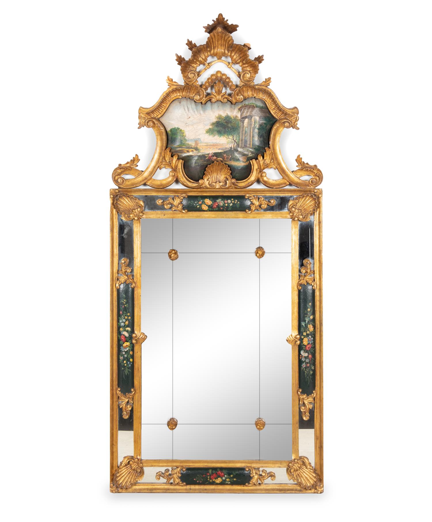 A Venetian Style Painted and Giltwood Mirror